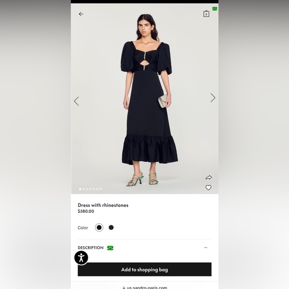 Sandro rhinestone dress, size 34 EU, size 2US,  with tags - Picture 1 of 5